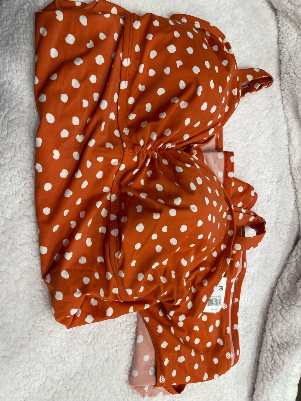 NWT Motherhood Maternity Rust Orange Polka Dot Maternity Tankini Swimsuit